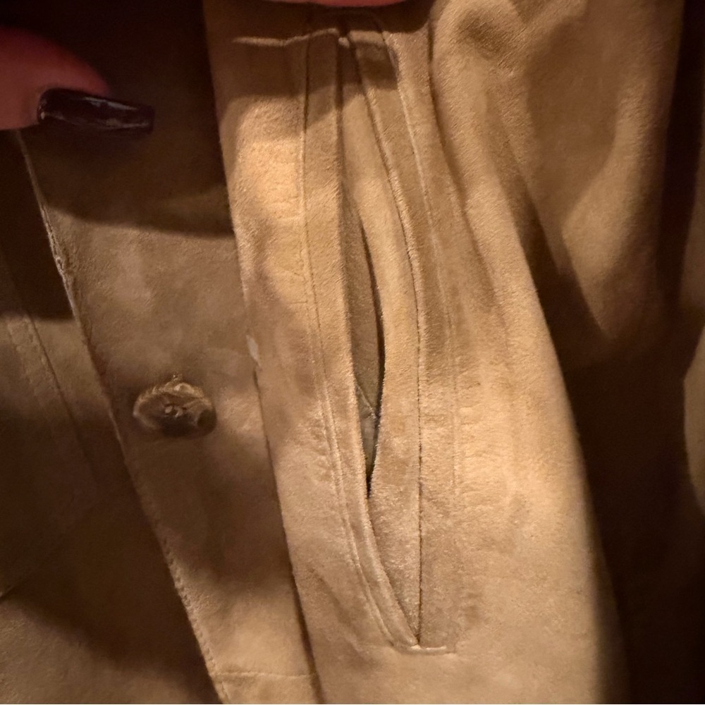 Punto 100% Suede Leather Trench Coat Tan Coffee - Picture 5 of 10